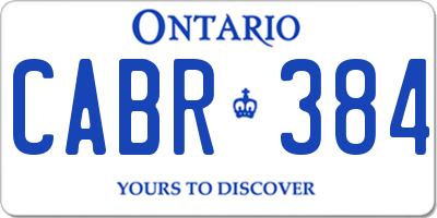 ON license plate CABR384