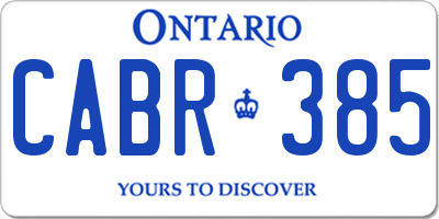 ON license plate CABR385