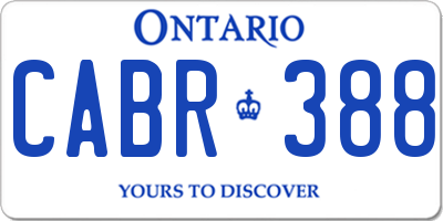 ON license plate CABR388