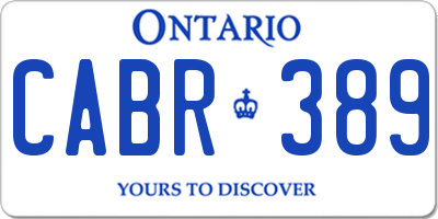 ON license plate CABR389