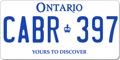 ON license plate CABR397