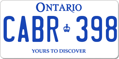 ON license plate CABR398