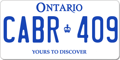 ON license plate CABR409