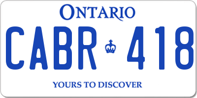 ON license plate CABR418