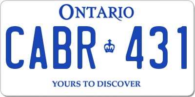 ON license plate CABR431