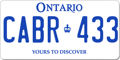 ON license plate CABR433