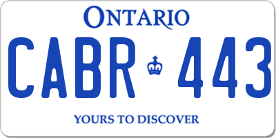 ON license plate CABR443