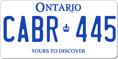 ON license plate CABR445