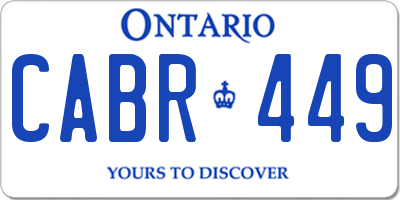 ON license plate CABR449