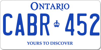 ON license plate CABR452