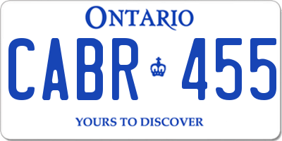 ON license plate CABR455