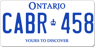 ON license plate CABR458