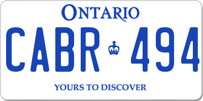 ON license plate CABR494