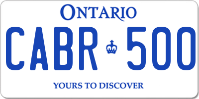 ON license plate CABR500