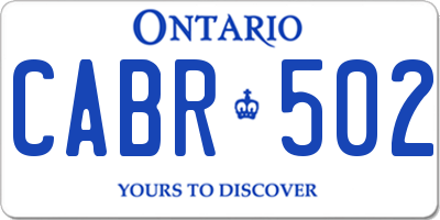 ON license plate CABR502