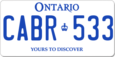 ON license plate CABR533