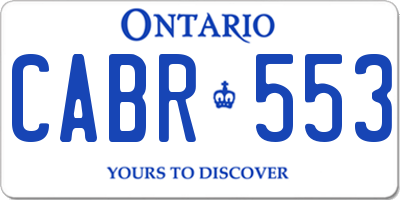 ON license plate CABR553