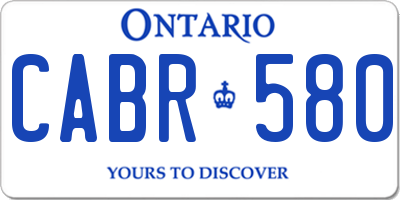 ON license plate CABR580