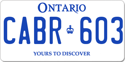 ON license plate CABR603