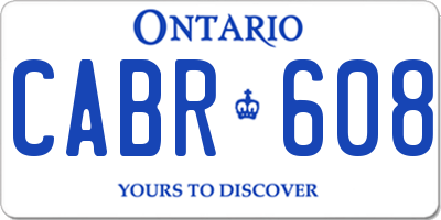 ON license plate CABR608