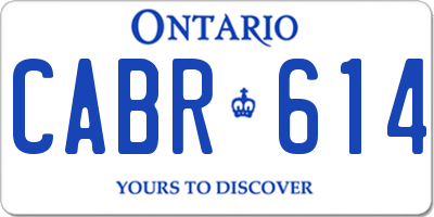 ON license plate CABR614