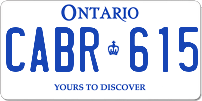 ON license plate CABR615