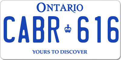 ON license plate CABR616