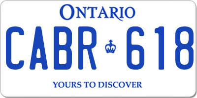 ON license plate CABR618