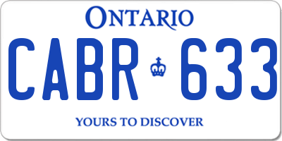 ON license plate CABR633