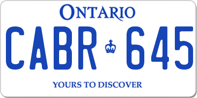 ON license plate CABR645