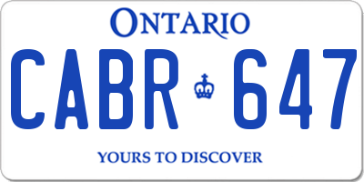 ON license plate CABR647