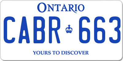 ON license plate CABR663