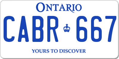 ON license plate CABR667