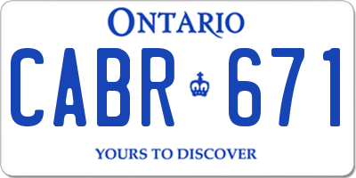 ON license plate CABR671