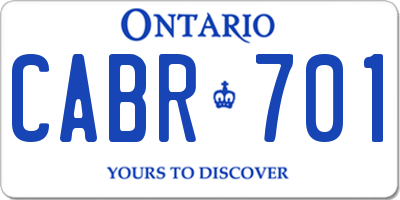 ON license plate CABR701