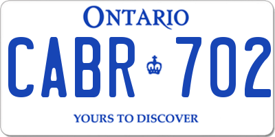 ON license plate CABR702