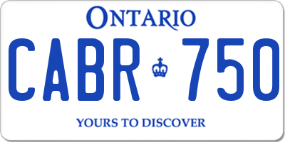 ON license plate CABR750