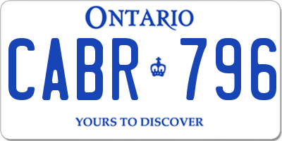 ON license plate CABR796