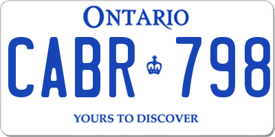 ON license plate CABR798