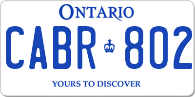 ON license plate CABR802