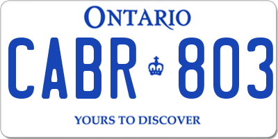 ON license plate CABR803