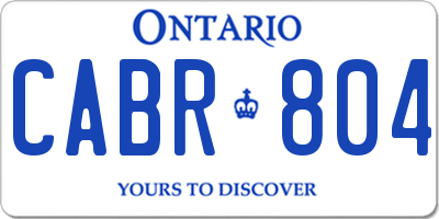 ON license plate CABR804