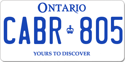 ON license plate CABR805