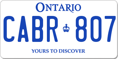 ON license plate CABR807