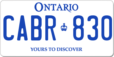 ON license plate CABR830