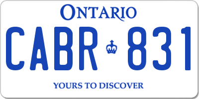 ON license plate CABR831