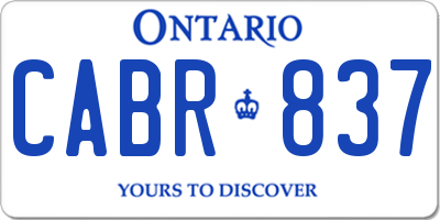 ON license plate CABR837