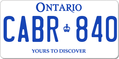 ON license plate CABR840