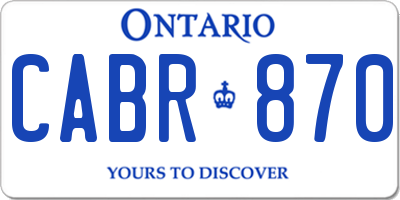 ON license plate CABR870