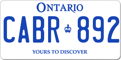 ON license plate CABR892